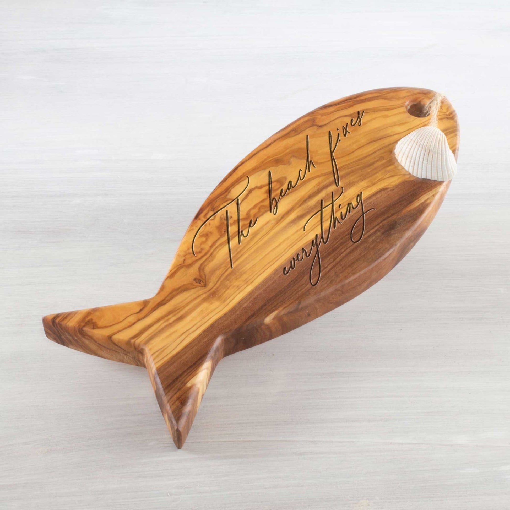 CAPRI Fish-shaped Board OLIVE WOOD HANDCRAFTED FREE ENGRAVING - Jamailah