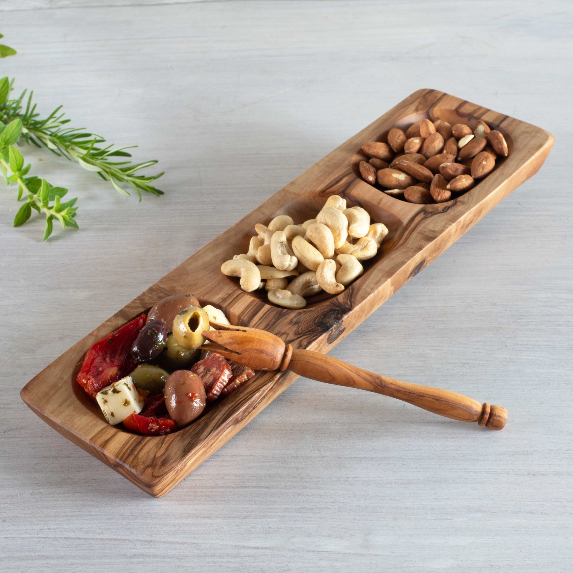 MYTILINI Snack Serving Board OLIVE WOOD HANDCRAFTED FREE ENGRAVING - Jamailah