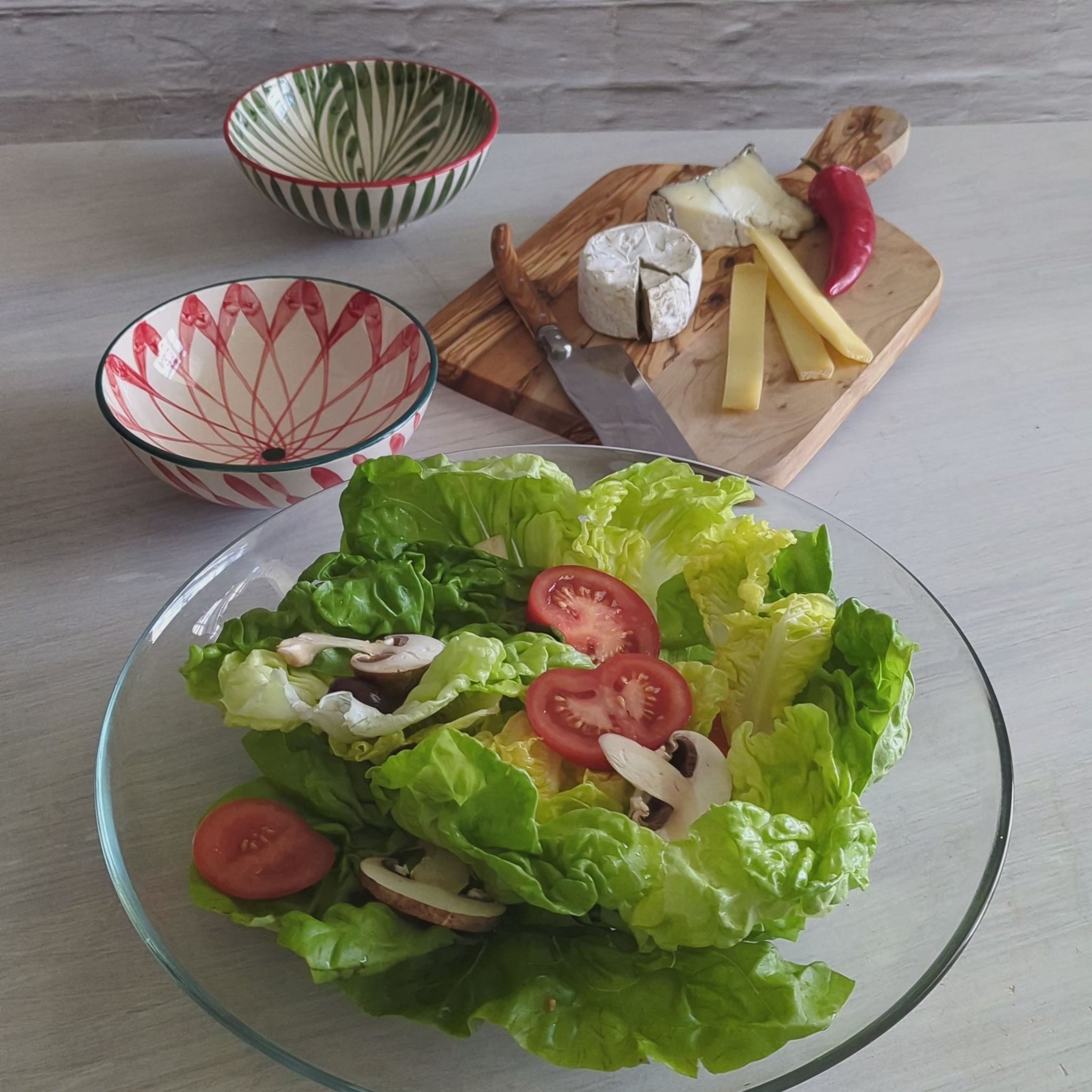 salad forks olive wood showing serving salad